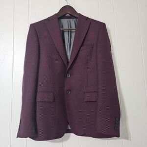 Mens Gariani Dallas 38S Wool Blazer Red Pattern Sport Coat Tailored Fit